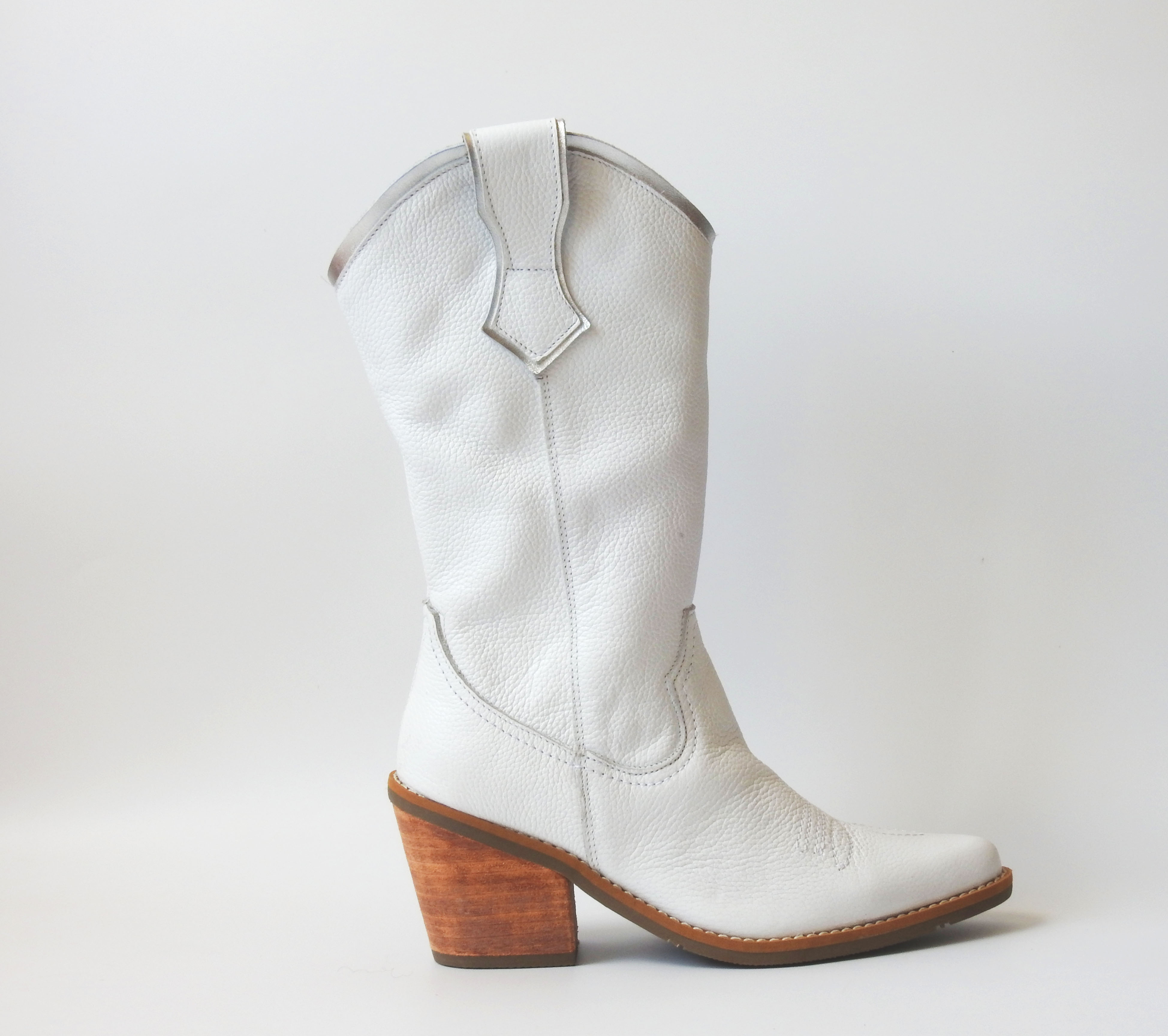 Botines Cowboy Botas Cowboy Chile Bota Western Cuero Blanca