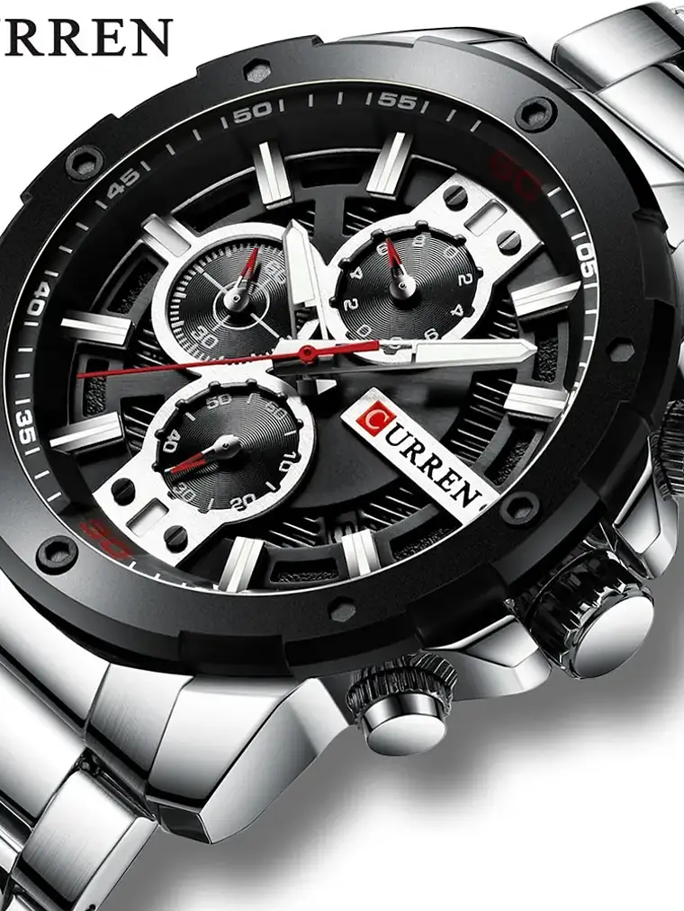 Reloj Hombre Curren 8336 Cuarzo Cronografo Correa Acero Lujo 2