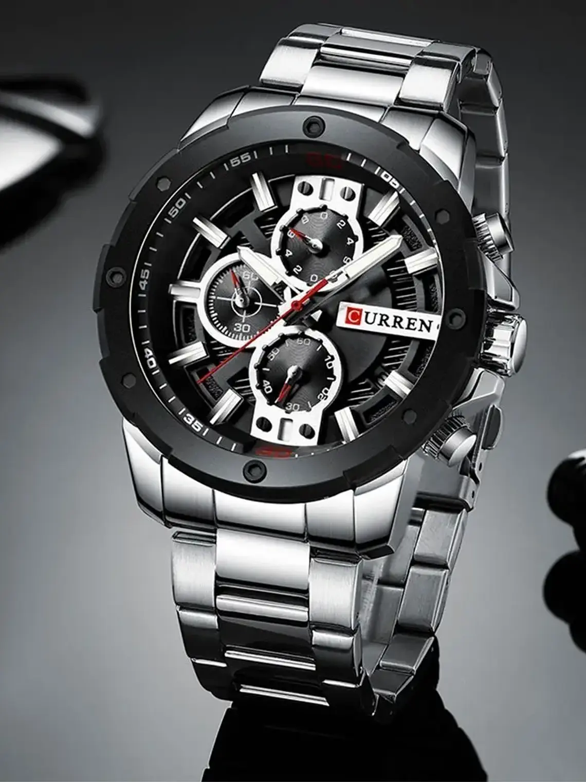 Reloj Hombre Curren 8336 Cuarzo Cronografo Correa Acero Lujo 3