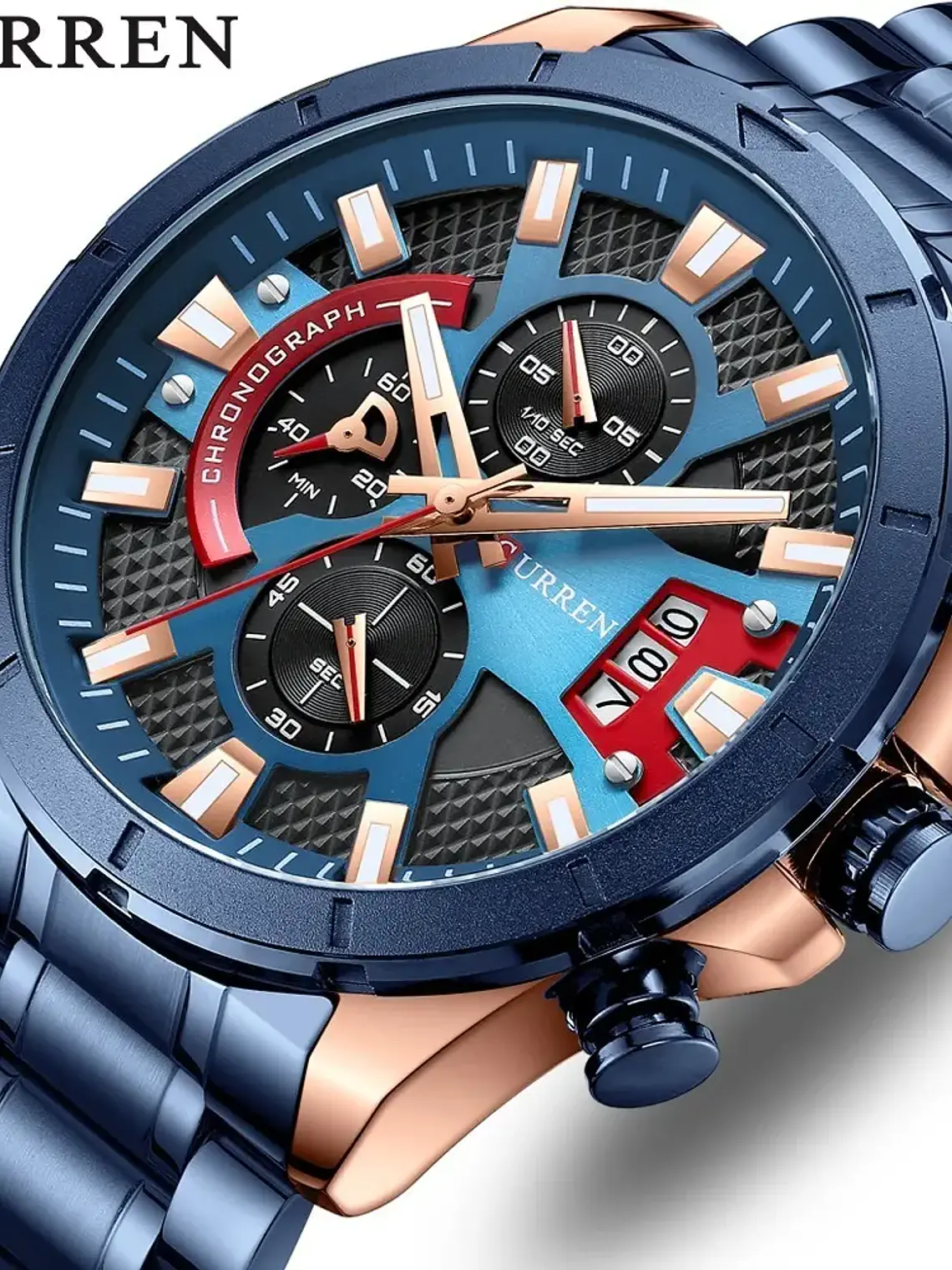 Reloj Curren 8401 Cuarzo Acero Inoxidable Cronógrafos Resistente al agua  1