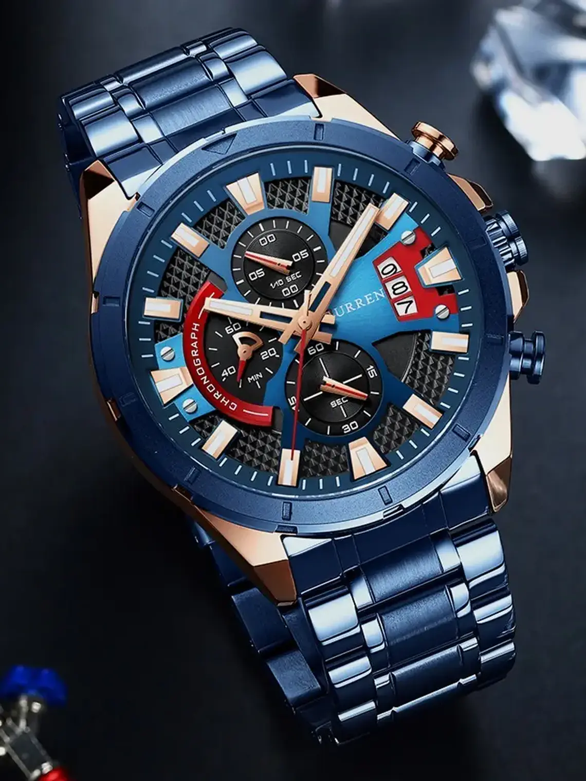 Reloj Curren 8401 Cuarzo Acero Inoxidable Cronógrafos Resistente al agua  3