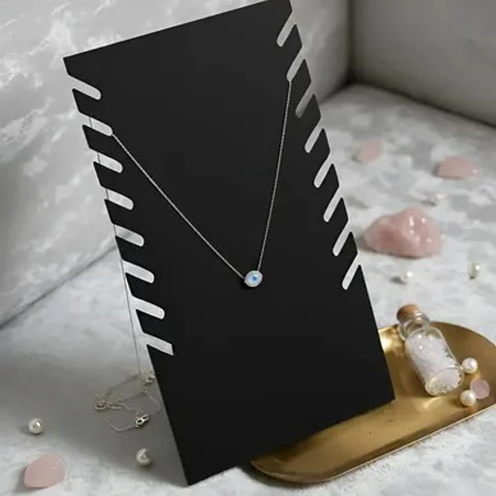 Exhibidor Mostrario 8 Cadenas Collar Terciopelo Negro Plano 5