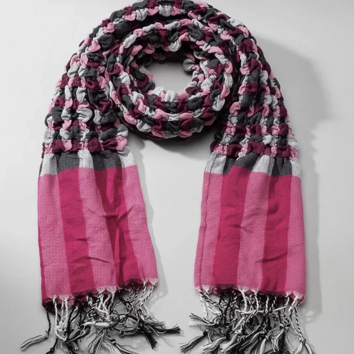 Bufanda Panuelo De Algodon Bf01  Rosado ,fucsia Gris  1 Und 4