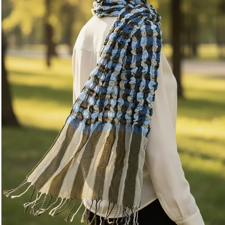 Bufanda Panuelo De Algodon Bf01  Azul ,celeste ,gris   1 Und 5