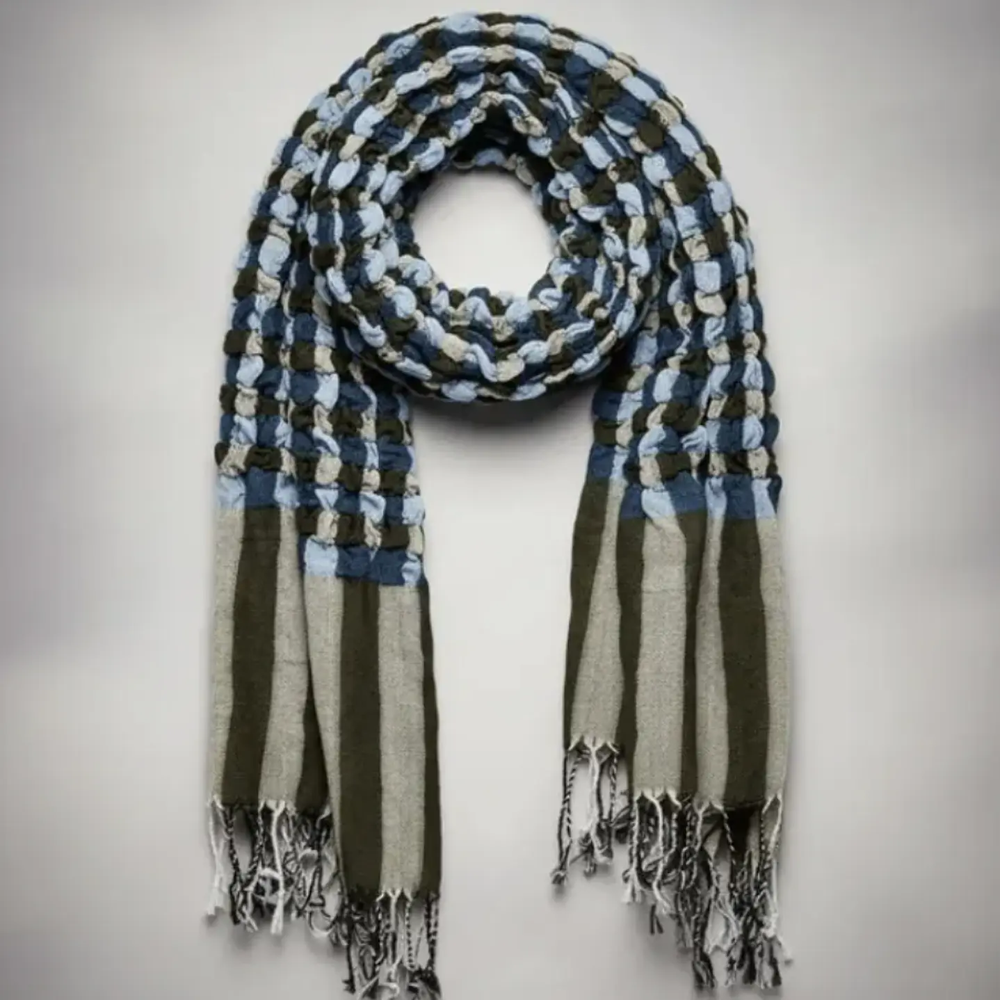 Bufanda Panuelo De Algodon Bf01  Azul ,celeste ,gris   1 Und 10