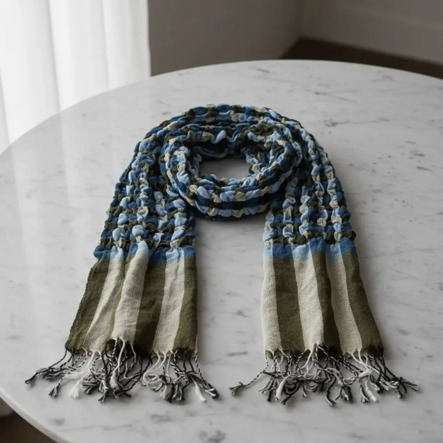 Bufanda Panuelo De Algodon Bf01  Azul ,celeste ,gris   1 Und 4
