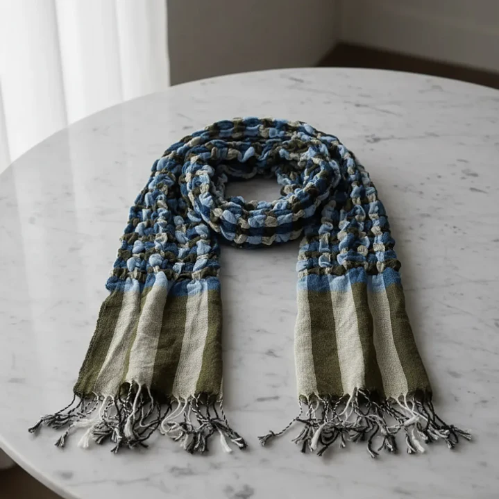 Bufanda Panuelo De Algodon Bf01  Azul ,celeste ,gris   1 Und 4