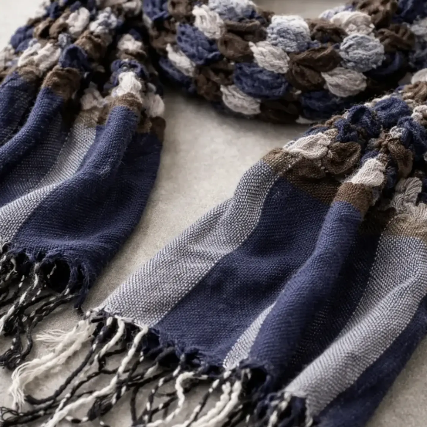 Bufanda Panuelo De Algodon Bf01 Lila ,cafe Azul 1 Und 3