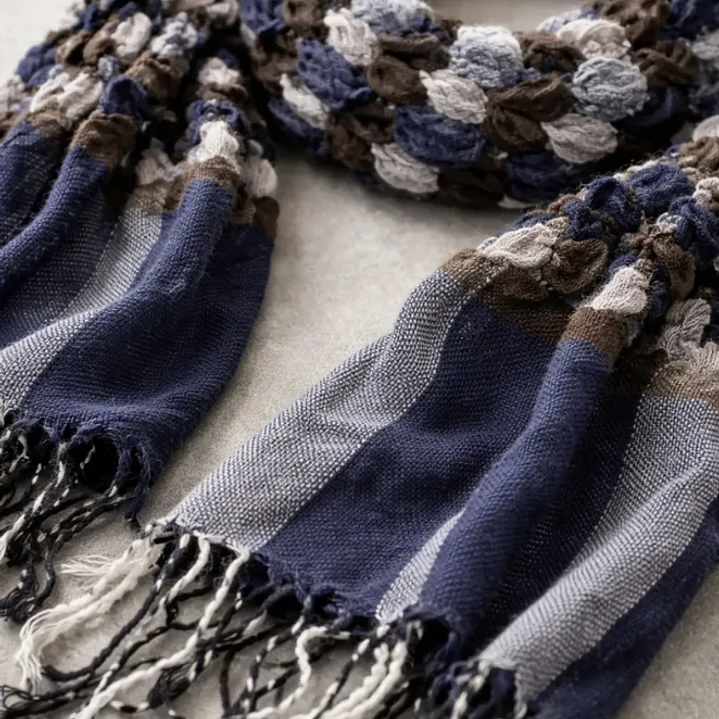 Bufanda Panuelo De Algodon Bf01 Lila ,cafe Azul 1 Und 3