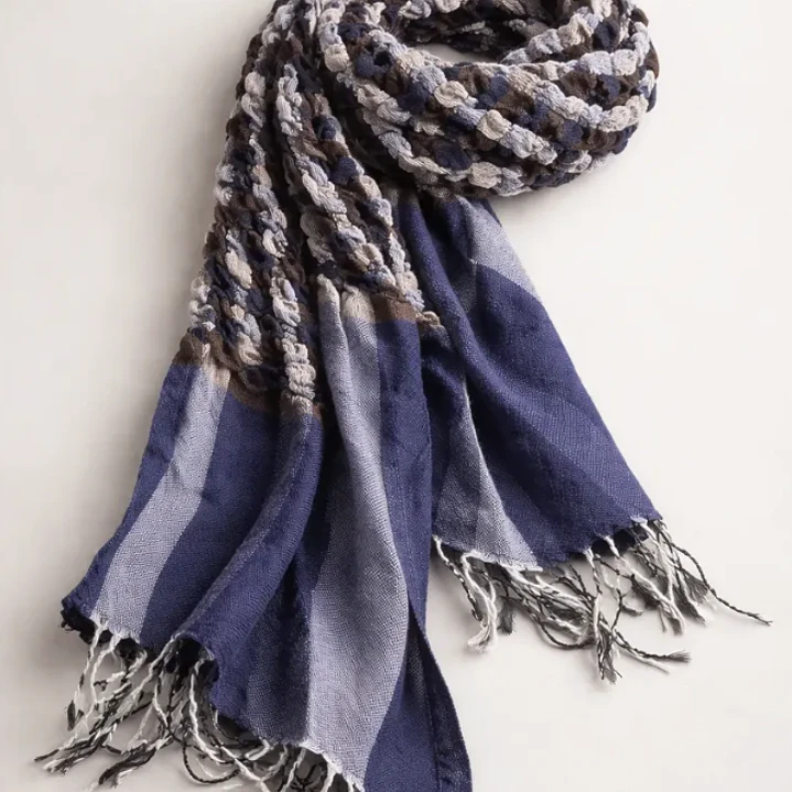 Bufanda Panuelo De Algodon Bf01 Lila ,cafe Azul 1 Und 5
