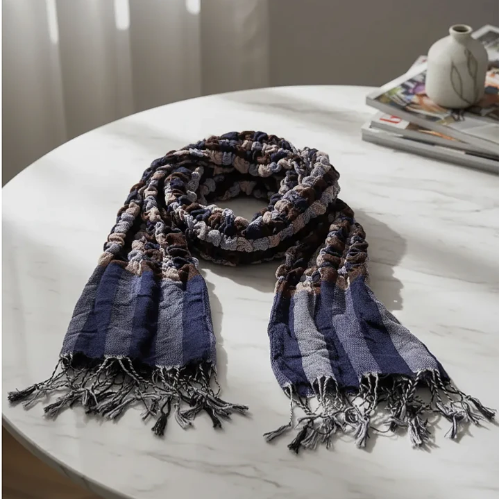 Bufanda Panuelo De Algodon Bf01 Lila ,cafe Azul 1 Und 4