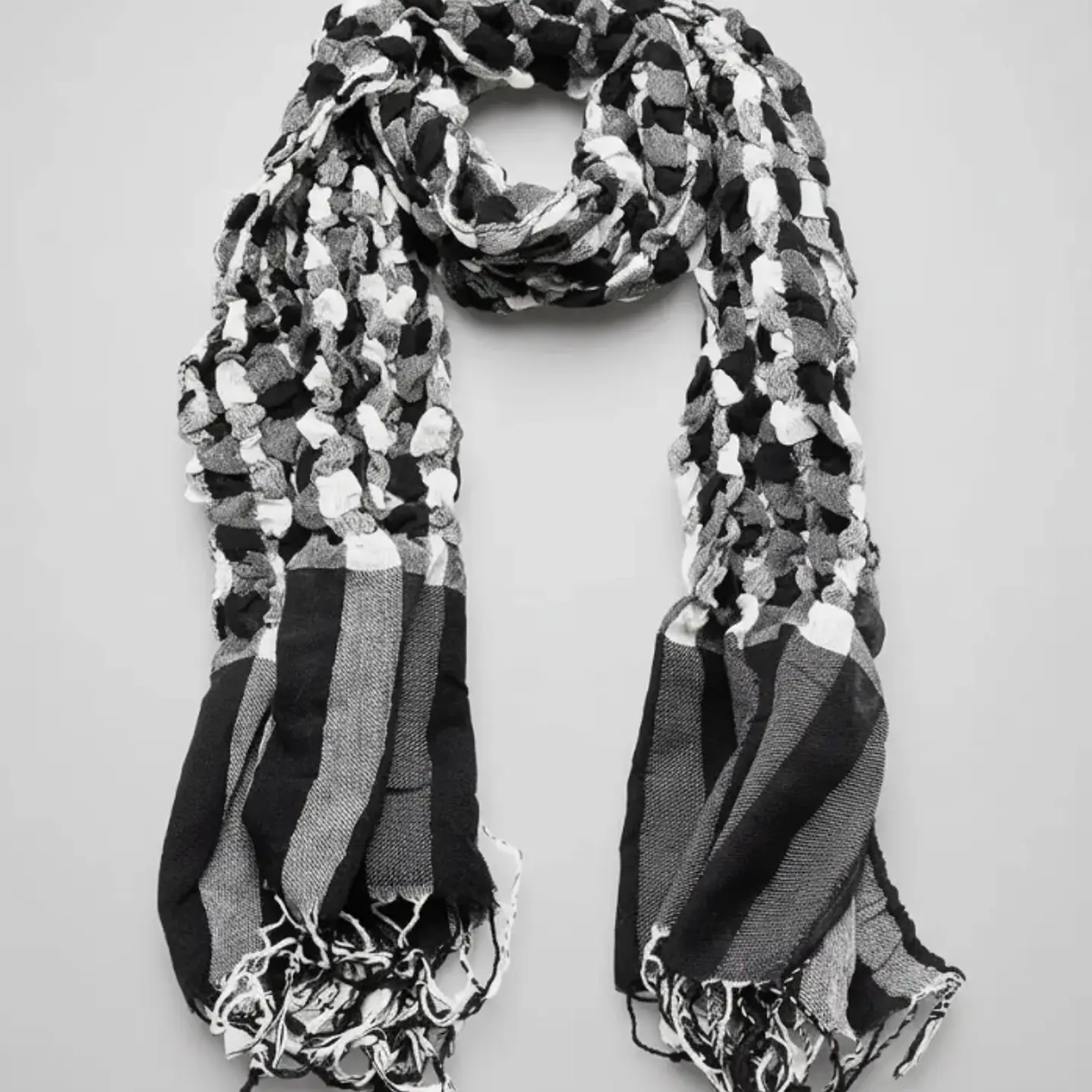 Bufanda Panuelo De Algodon Bf01  Gris , Blanco Y Negro 1 Und 4