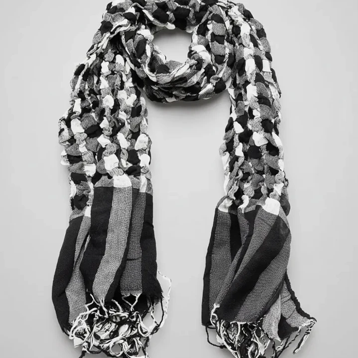 Bufanda Panuelo De Algodon Bf01  Gris , Blanco Y Negro 1 Und 4