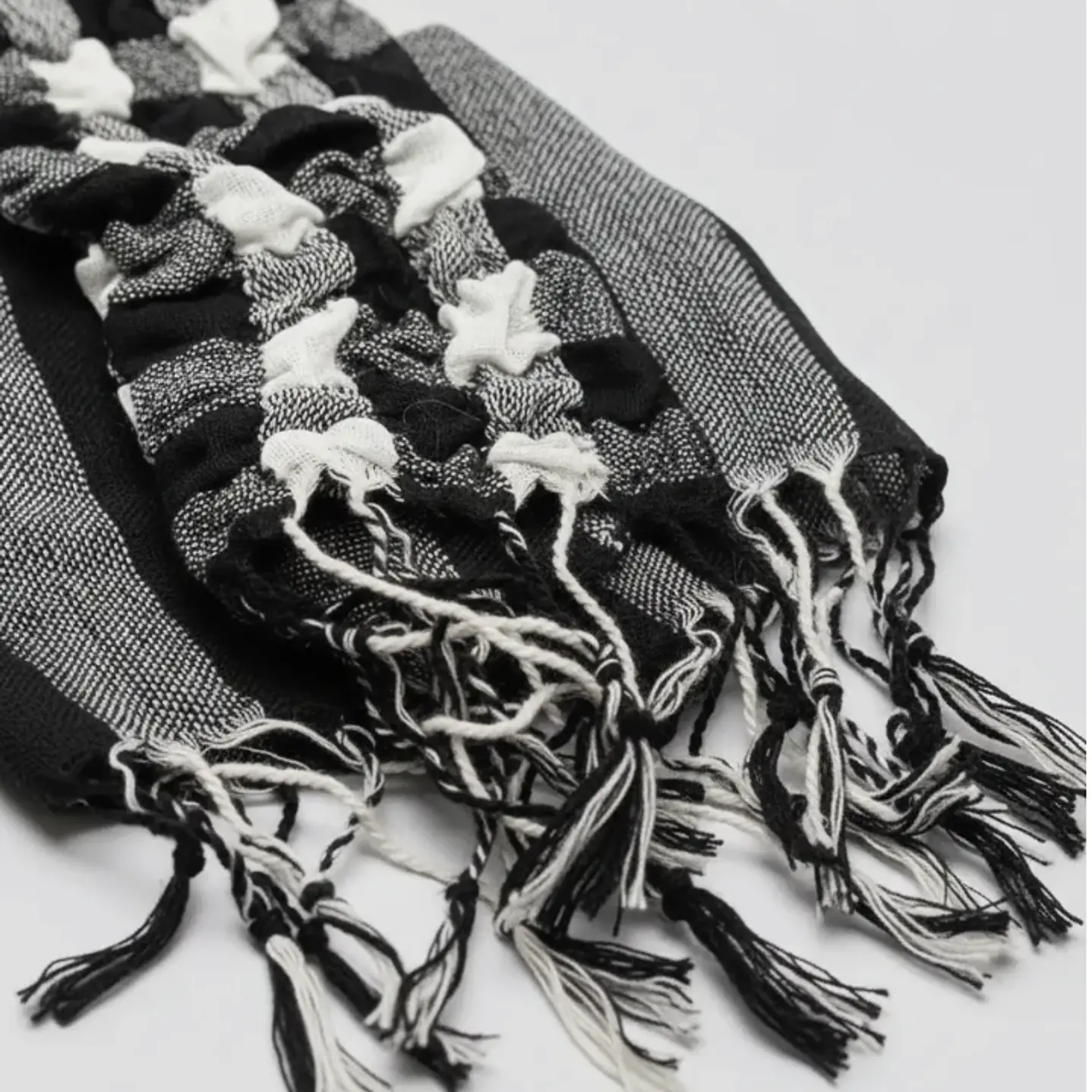 Bufanda Panuelo De Algodon Bf01  Gris , Blanco Y Negro 1 Und 5