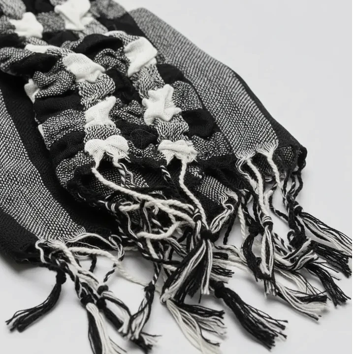Bufanda Panuelo De Algodon Bf01  Gris , Blanco Y Negro 1 Und 5