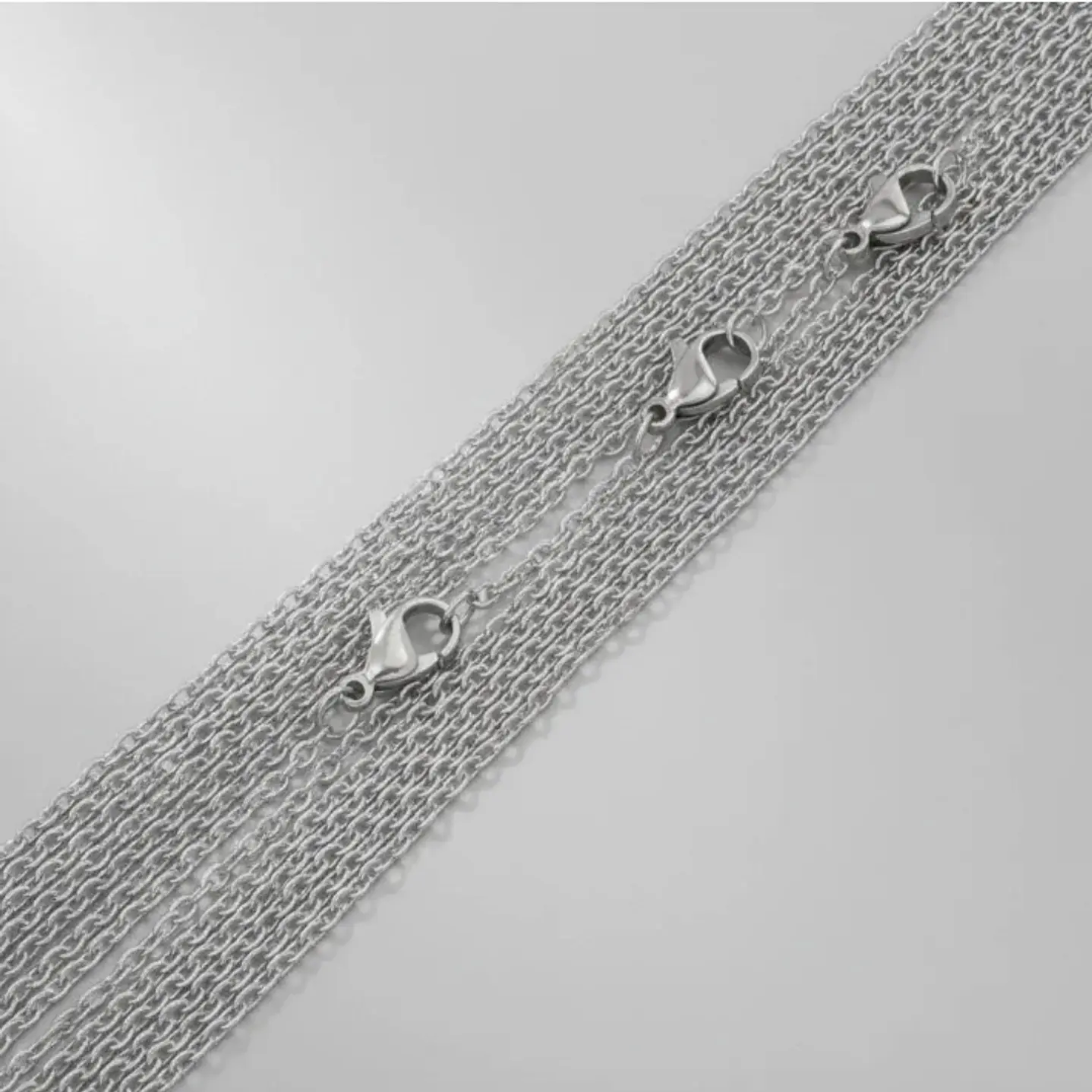 Cadenas Acero Quirurgico  Cd04 C/ Plateado 10unds 50cm X 2mm 6
