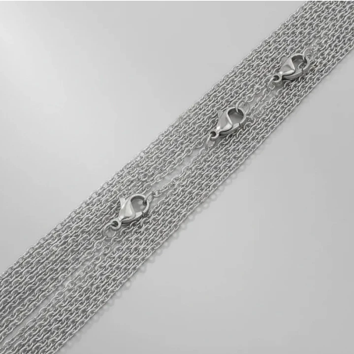 Cadenas Acero Quirurgico  Cd04 C/ Plateado 10unds 50cm X 2mm 6