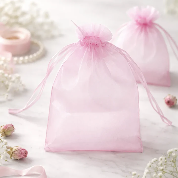 Bolsa Organza Medida 15x20 Cms  Color Rosado 50 Unidades 1