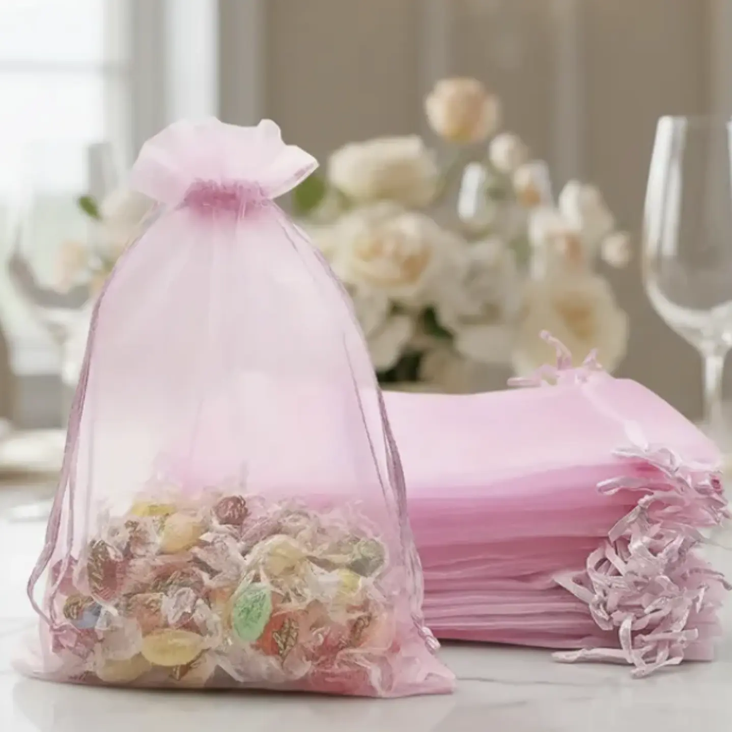 Bolsa Organza Medida 15x20 Cms  Color Rosado 50 Unidades 5