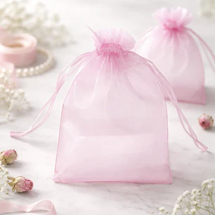 Bolsa Organza Medida 15x20 Cms  Color Rosado 12 Unidades