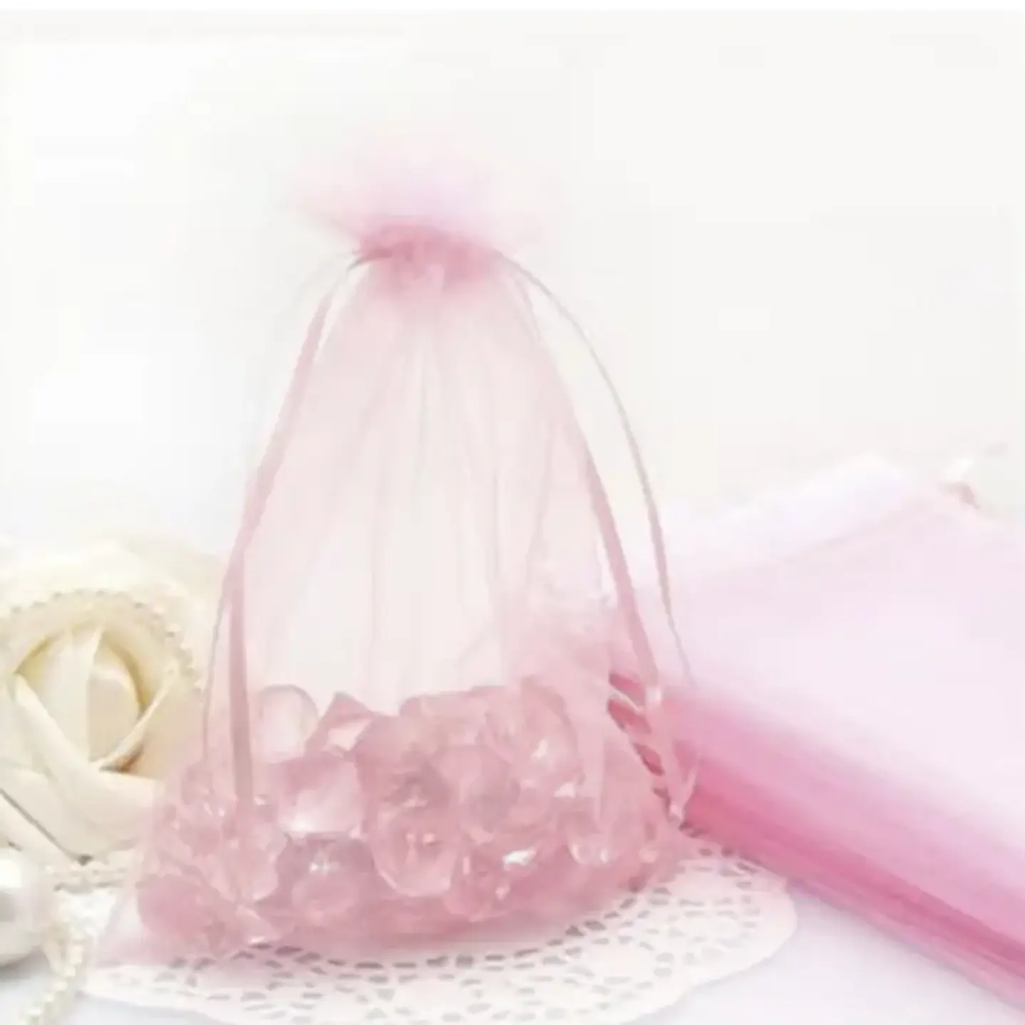 Bolsa Organza Medida 15x20 Cms  Color Rosado 12 Unidades 11