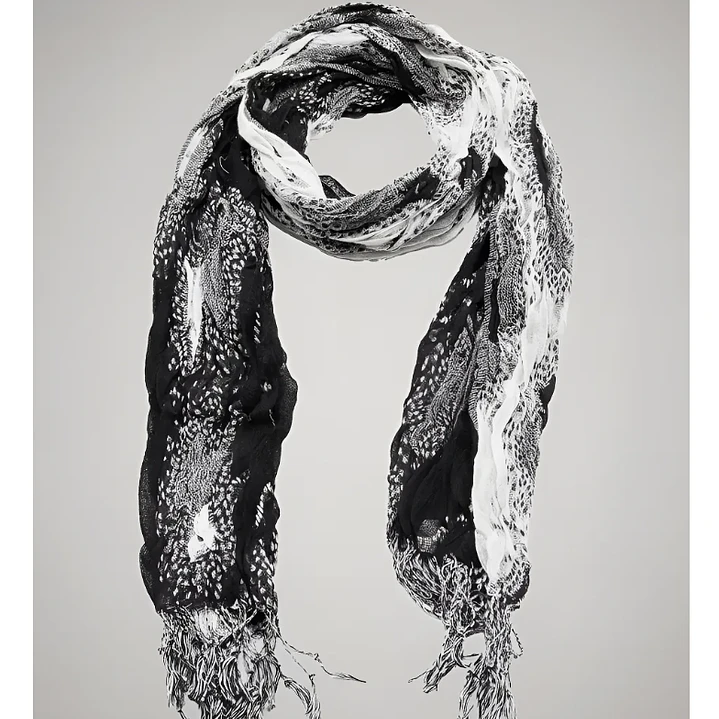 Bufanda Panuelo De Algodon Bf02 C/ Negro,gris, Blanco 1 Und 5