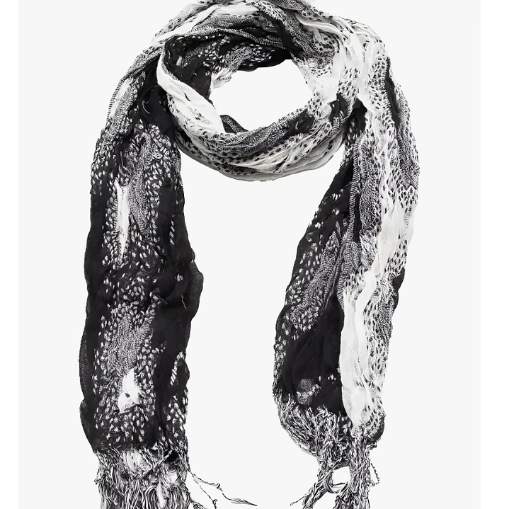 Bufanda Panuelo De Algodon Bf02 C/ Negro,gris, Blanco 1 Und 1