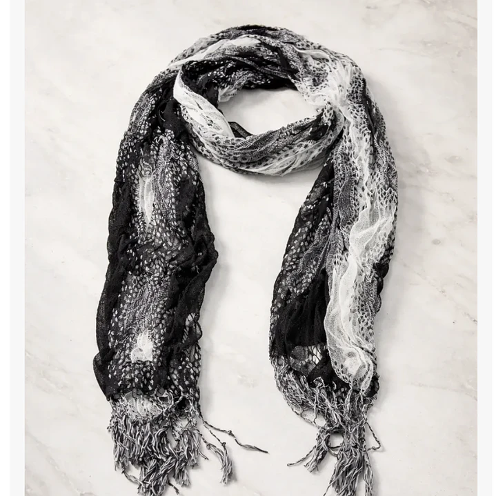 Bufanda Panuelo De Algodon Bf02 C/ Negro,gris, Blanco 1 Und 6
