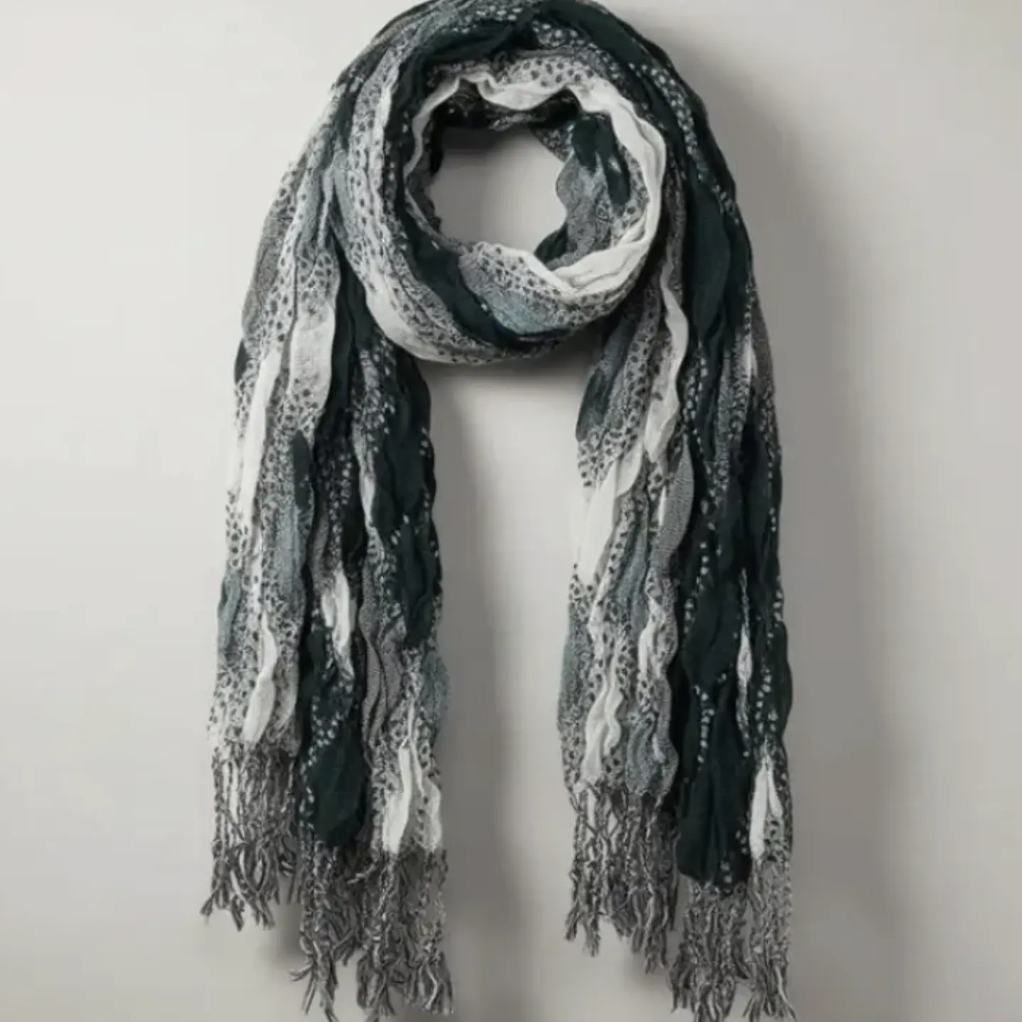 Bufanda Panuelo De Algodon Bf02  C/ Verde ,gris ,blanc 1 Und 4