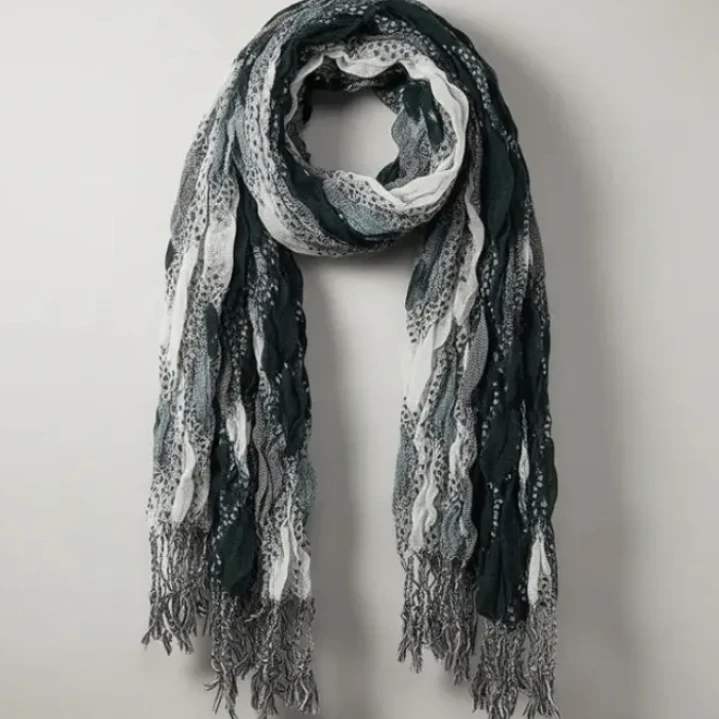 Bufanda Panuelo De Algodon Bf02  C/ Verde ,gris ,blanc 1 Und 4