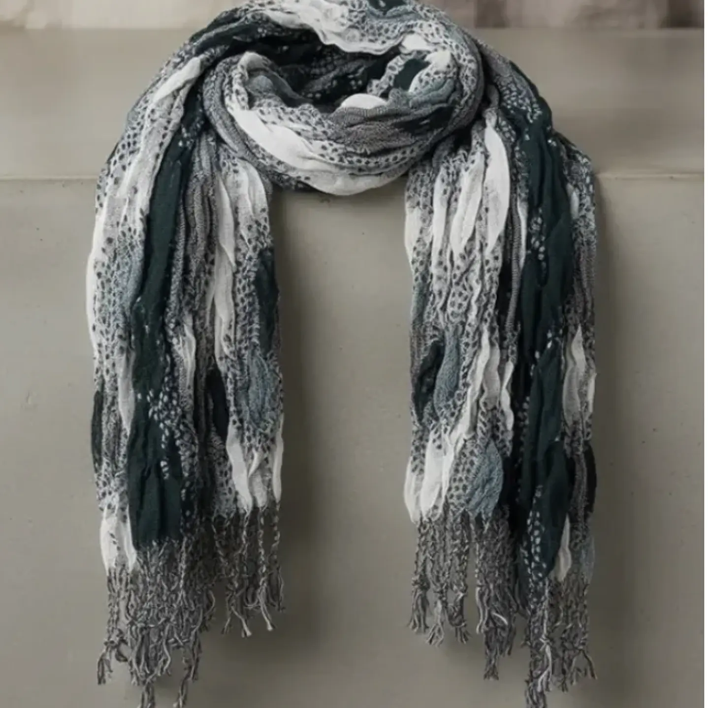 Bufanda Panuelo De Algodon Bf02  C/ Verde ,gris ,blanc 1 Und 2