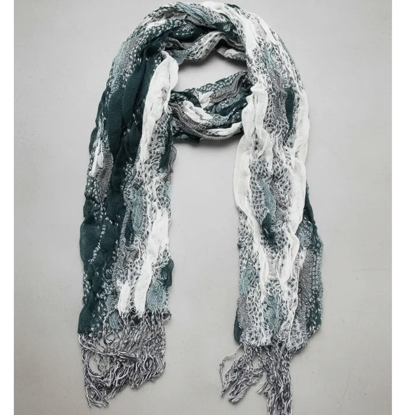 Bufanda Panuelo De Algodon Bf02  C/ Verde ,gris ,blanc 1 Und 6
