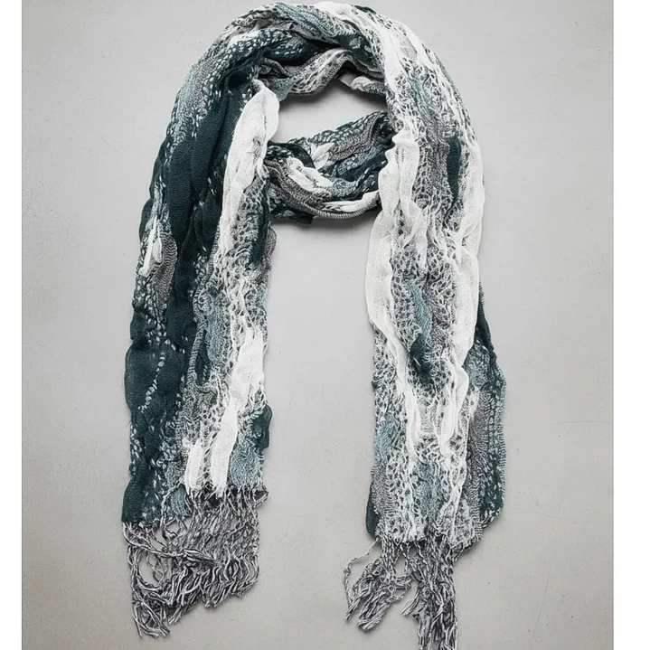 Bufanda Panuelo De Algodon Bf02  C/ Verde ,gris ,blanc 1 Und 6