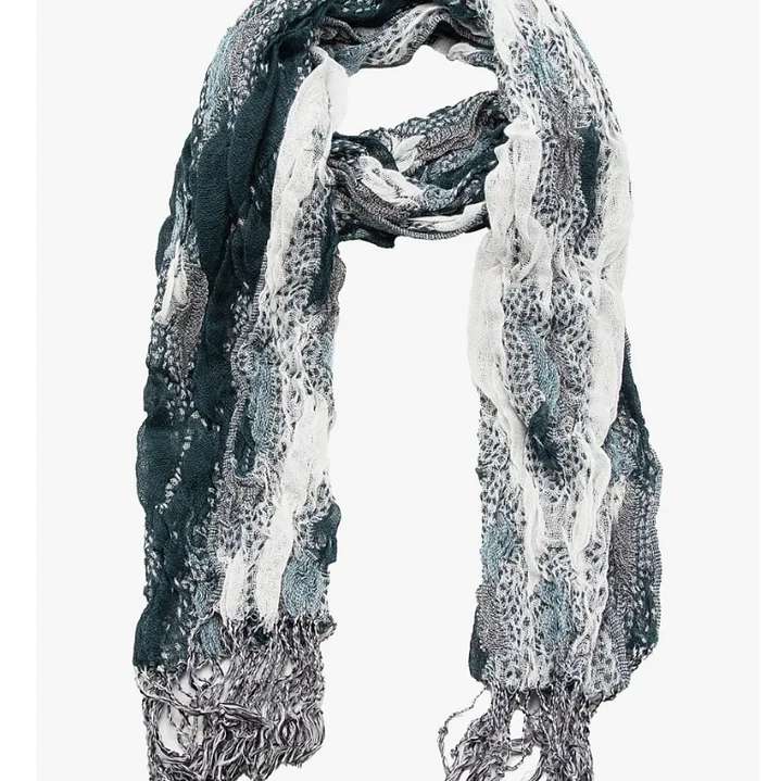 Bufanda Panuelo De Algodon Bf02  C/ Verde ,gris ,blanc 1 Und 7