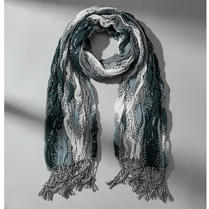 Bufanda Panuelo De Algodon Bf02  C/ Verde ,gris ,blanc 1 Und