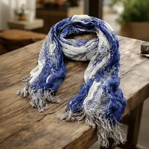 Bufanda Panuelo De Algodon Bf02  C/ Azul,gris ,blanco 1 Und