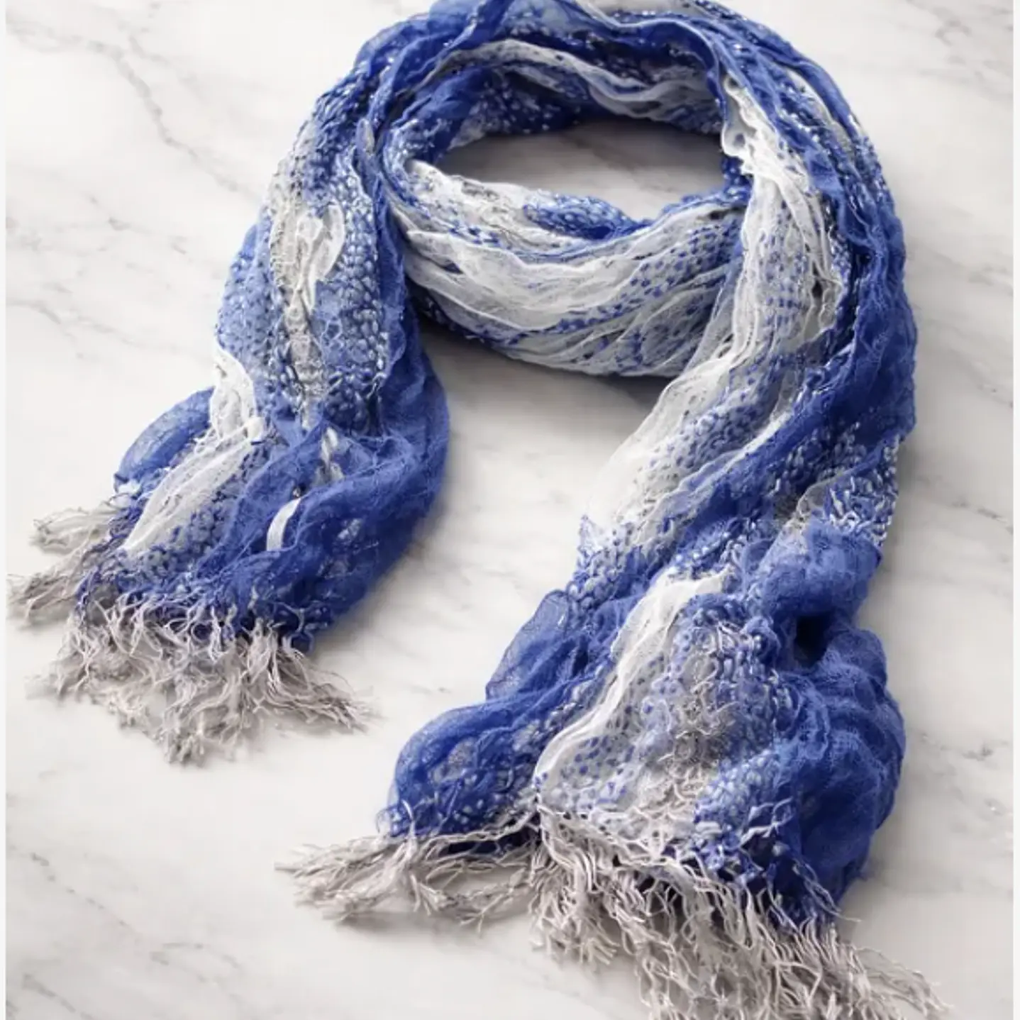 Bufanda Panuelo De Algodon Bf02  C/ Azul,gris ,blanco 1 Und 2