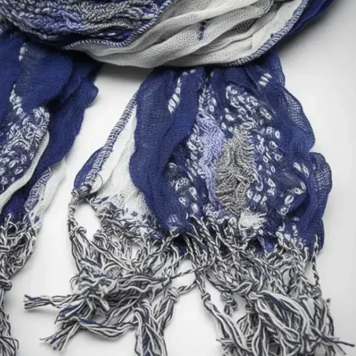 Bufanda Panuelo De Algodon Bf02  C/ Azul,gris ,blanco 1 Und 4