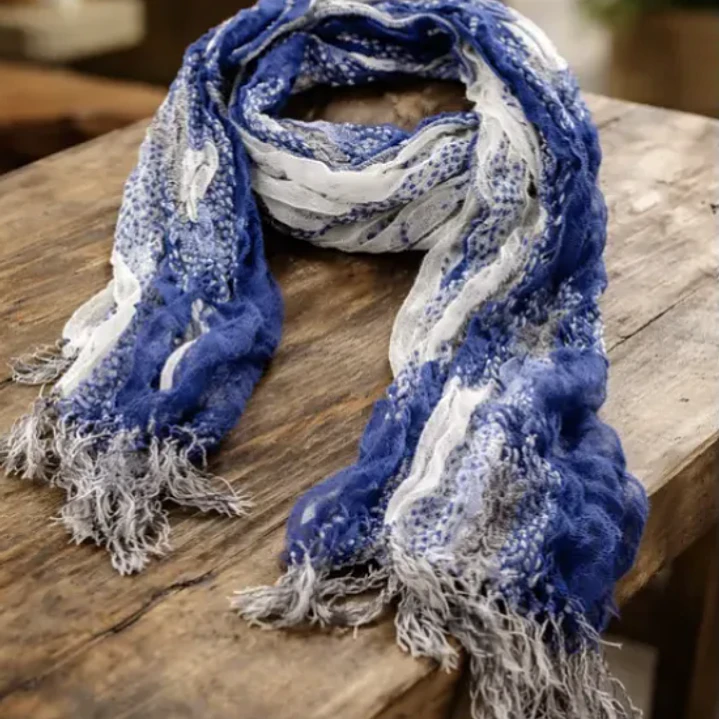 Bufanda Panuelo De Algodon Bf02  C/ Azul,gris ,blanco 1 Und 5