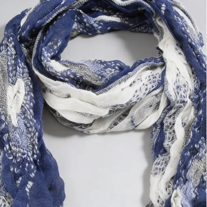 Bufanda Panuelo De Algodon Bf02  C/ Azul,gris ,blanco 1 Und 7