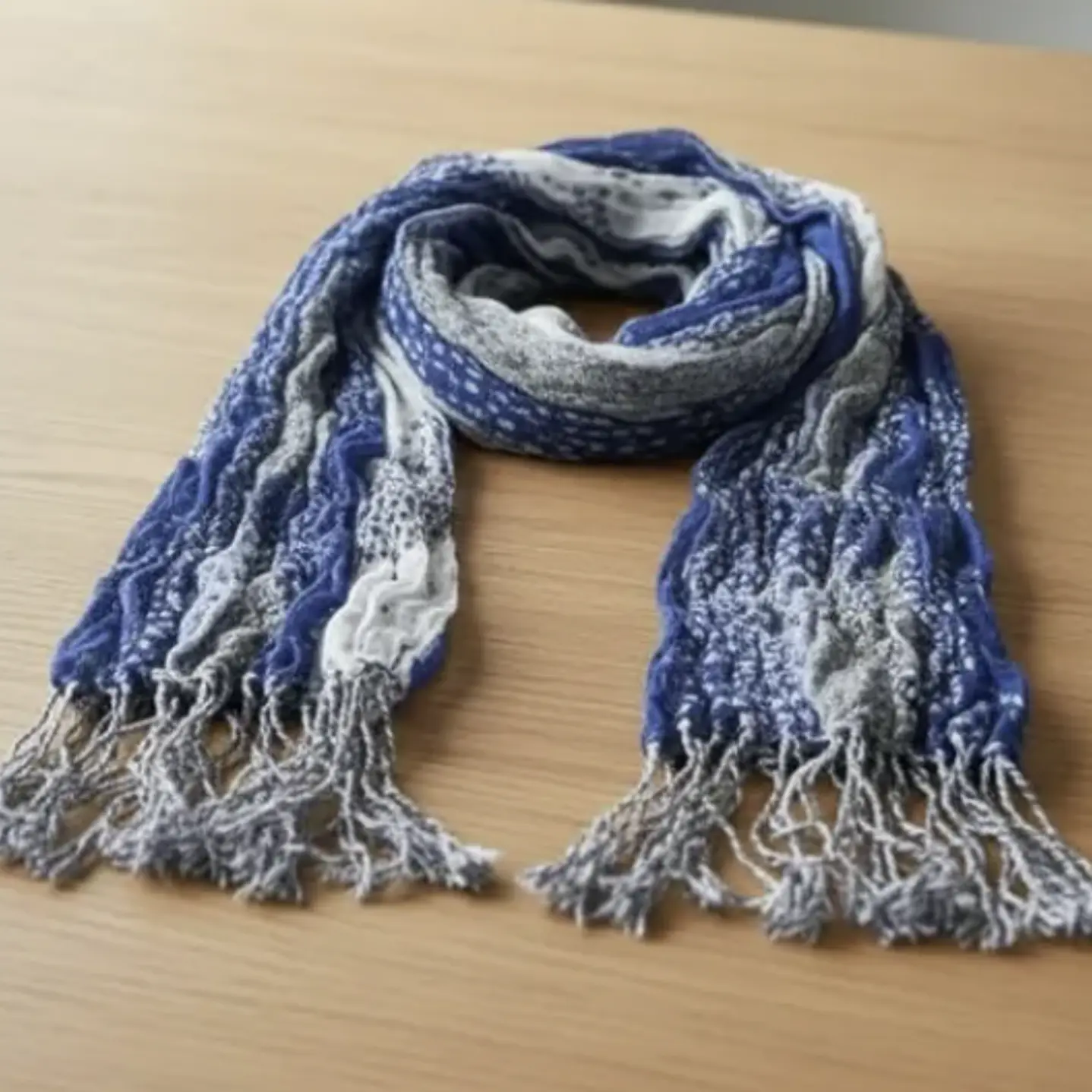 Bufanda Panuelo De Algodon Bf02  C/ Azul,gris ,blanco 1 Und 3