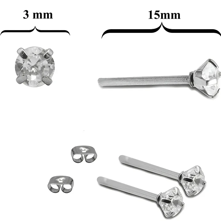 Aros Tpito Acero Quirúrgi Zircon Aaa Cristal Tslb01 3mm 1par 6