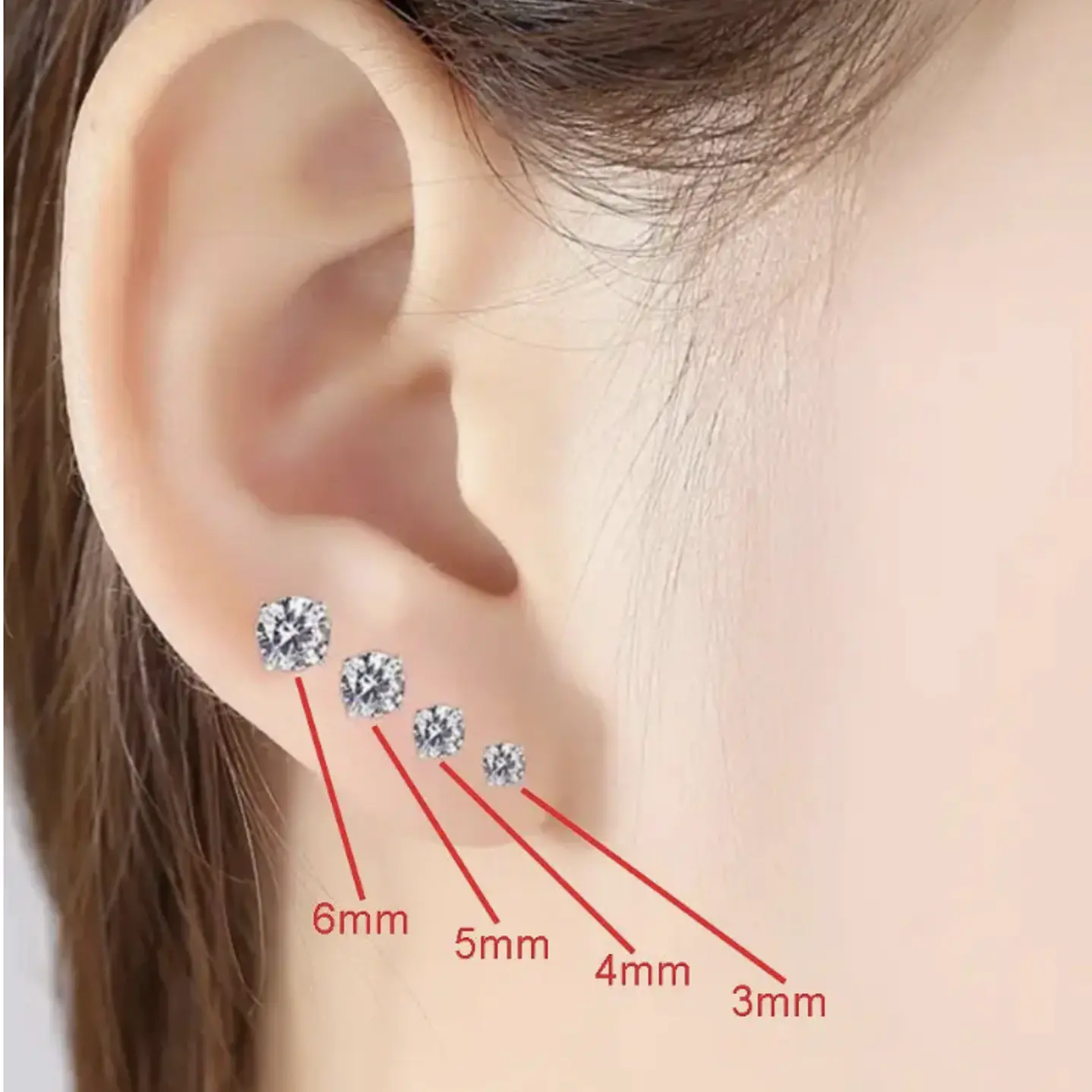 Aros Tpito Acero Quirúrgi Zircon Aaa Cristal Tslb01 3mm 1par 7