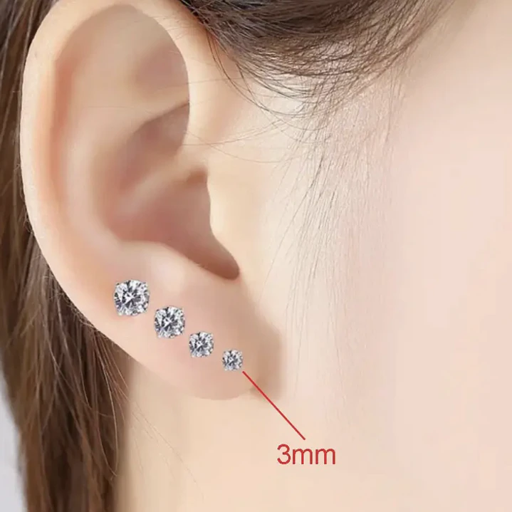 Aros Tpito Acero Quirúrgi Zircon Aaa Cristal Tslb01 3mm 1par 4