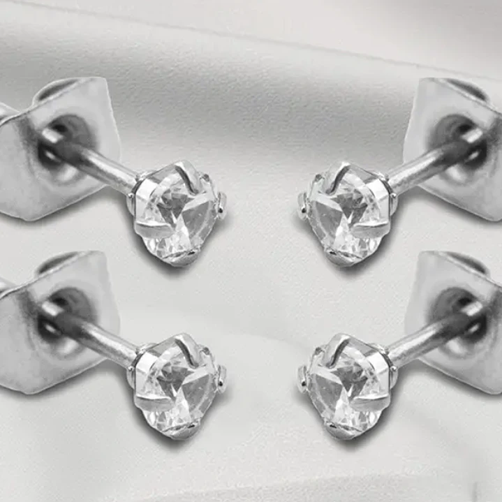 Aros Tpito Acero Quirúrgi Zircon Aaa Cristal Tslb01 3mm 1par 9