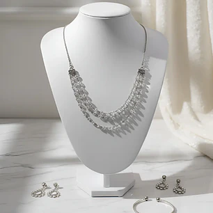 Exhibidor Cuello Alargado Grande Cuerina Blanca