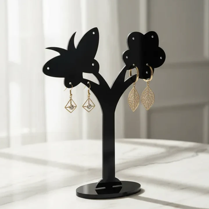 Set 3 Exhibidores Aros Colgantes Acrilico Modelo Mariposa 5