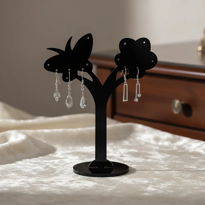 Set 3 Exhibidores Aros Colgantes Acrilico Modelo Mariposa 9