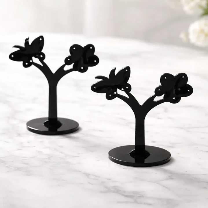 Set 3 Exhibidores Aros Colgantes Acrilico Modelo Mariposa 10