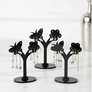 Set 3 Exhibidores Aros Colgantes Acrilico Modelo Mariposa